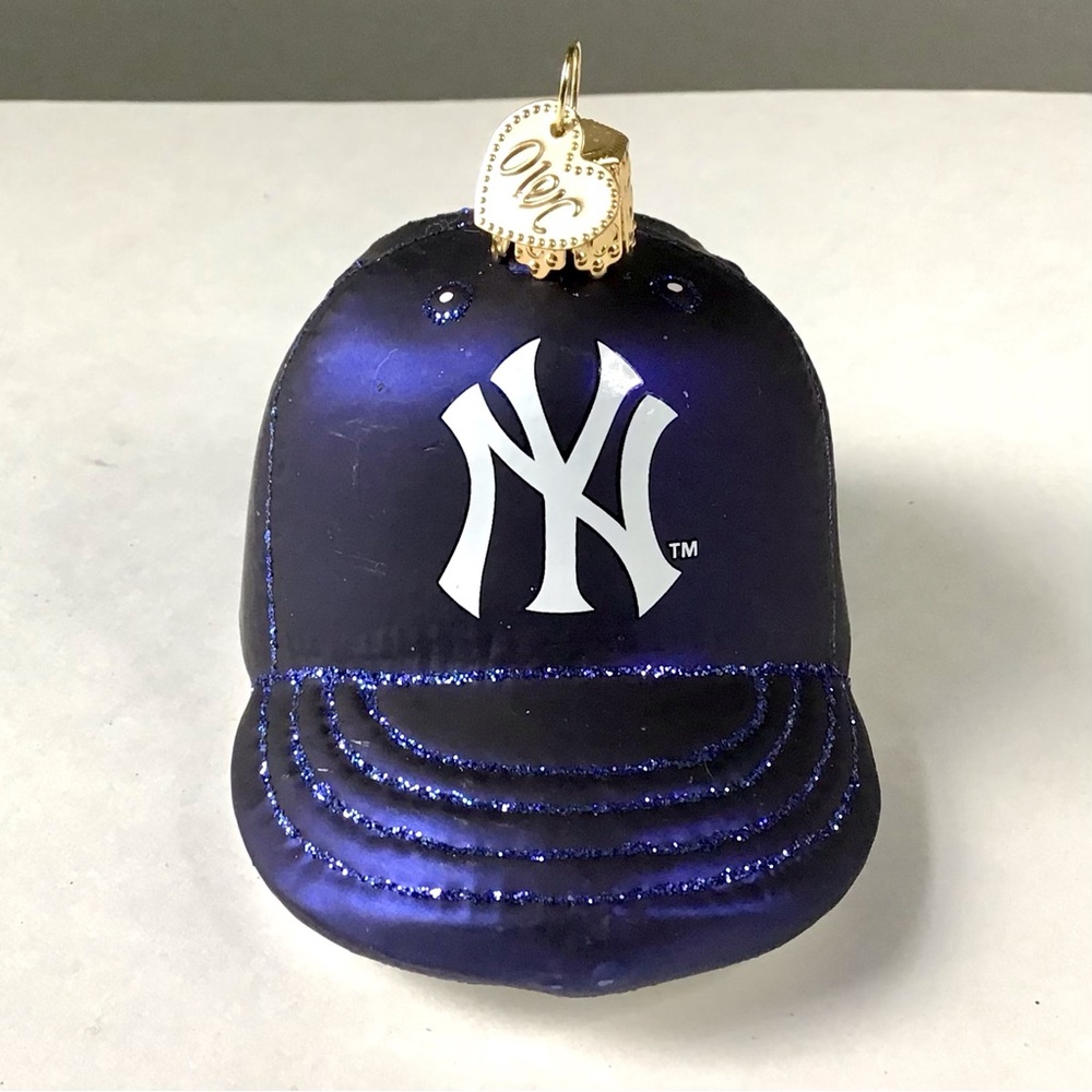 Old World Christmas New York Yankees Baseball Cap Ornament MLB Blown Glass